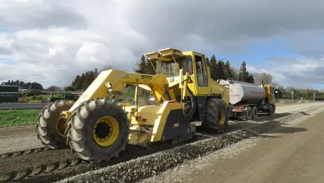 Road pavement under construction at the southern interchange at tamahere