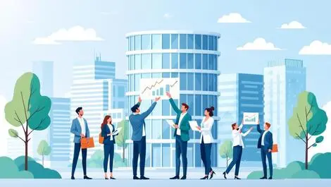 Modern office building sydney businesspeople charts graphs financial growth data analytics professional graphic