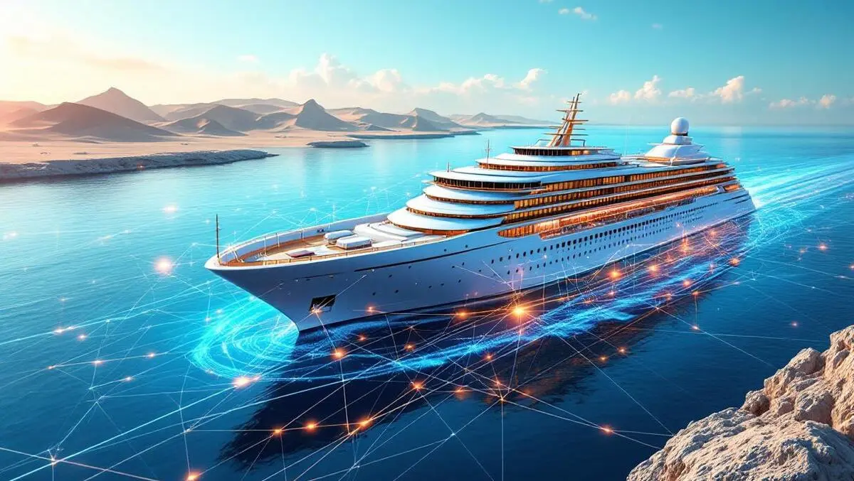 Luxurious cruise ship digital network advanced technology middle east coast