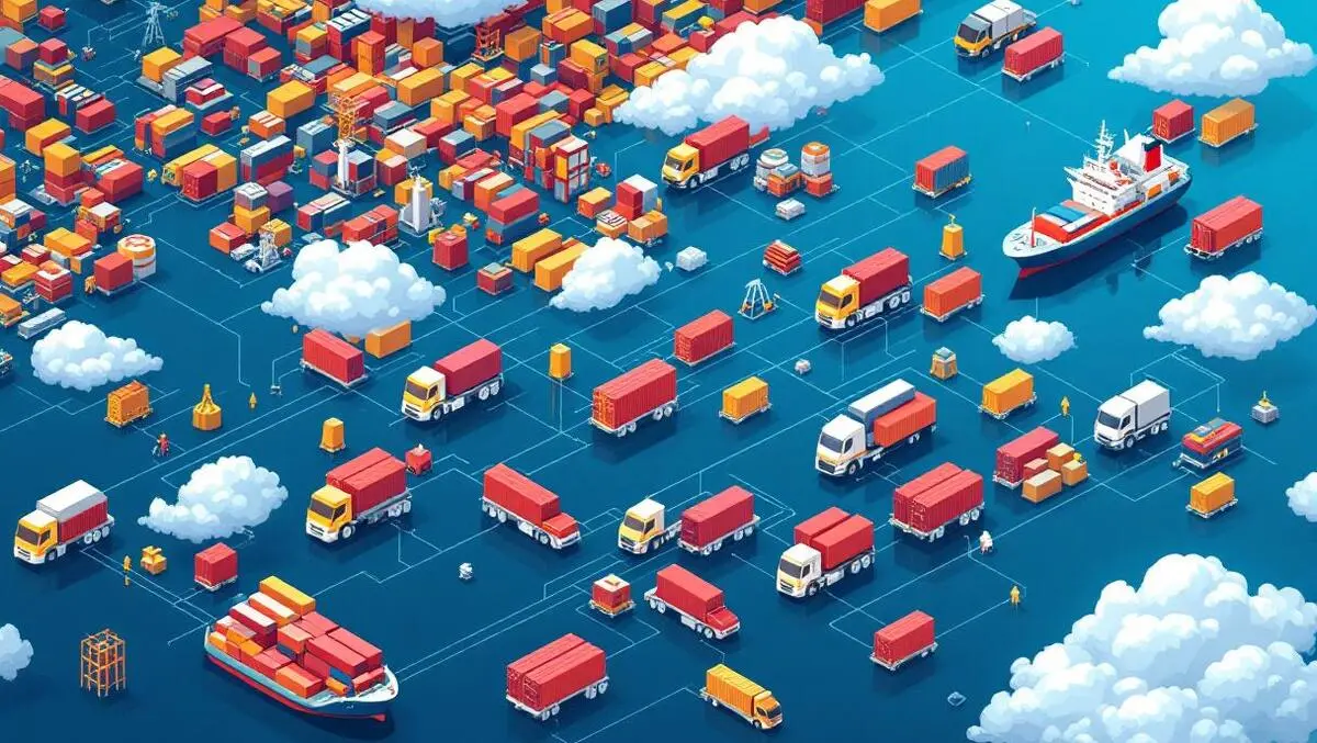 Asia pacific logistics network cargo ships trucks factories warehouses