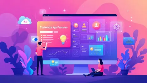 Business professionals customizing app features on digital screen automation cloud ai