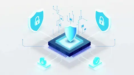 Microchip protected by shields and digital locks hardware memory safety cybersecurity