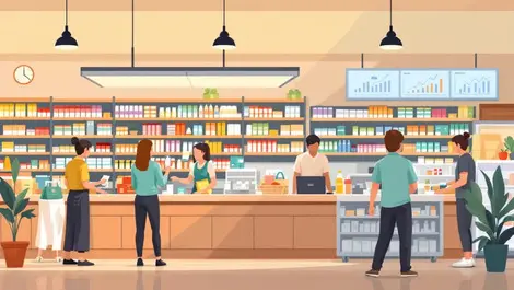 Modern australian convenience store interior stocked shelves digital analytics