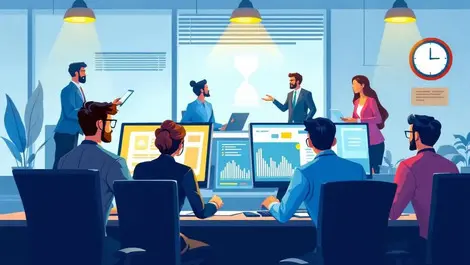 Business office it professionals computers hourglass progress bar urgency