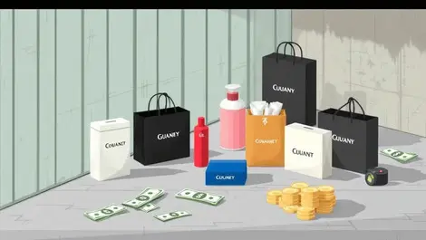 Realistic illustration authentic branded products protected counterfeit