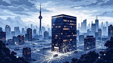 Australian office with broken digital supply chain links illustration