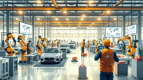 Europe car factory ai robots humans geopolitics supply routes
