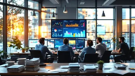 Modern finance team office dynamic dashboards charts spreadsheets