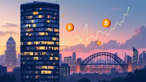 Sydney skyline dusk modern office tower institutional crypto adoption