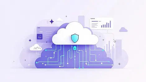 Azure cloud security shield with blue data streams cost monitoring